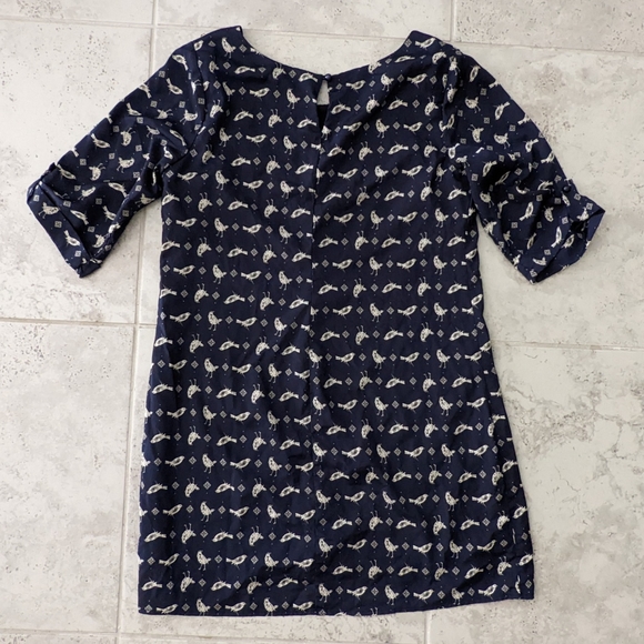 Lily Rose Navy Blue Dress with Bird Pattern - Picture 2 of 7